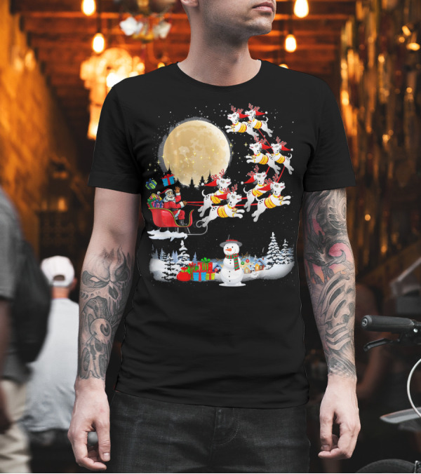Dalmatian Christmas Santa Sleigh Night Holiday Scene T-Shirt Dalmatian Christmas Santa Sleigh Night Holiday Scene T-Shirt