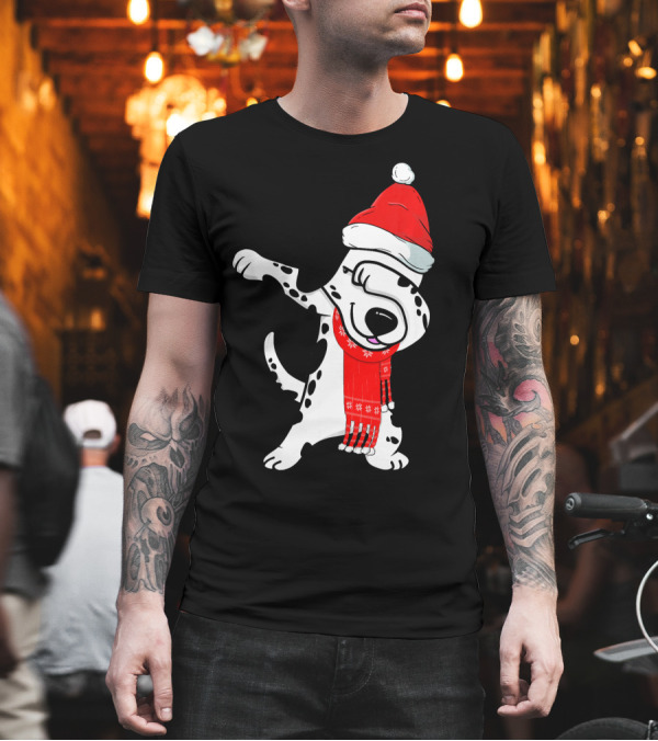 Dabbing Dalmatian Funny Christmas Costume Santa Hat Scarf T-Shirt Dabbing Dalmatian Funny Christmas Costume Santa Hat Scarf T-Shirt