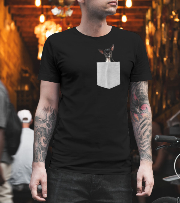 Chihuahua Dog Peeking From Pocket T-Shirt Chihuahua Dog Peeking From Pocket T-Shirt