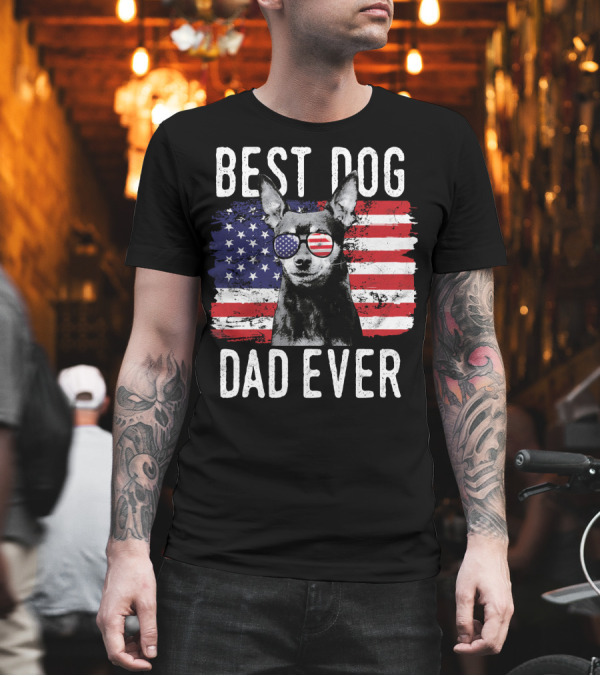 Best Dog Dad Ever American Flag Dog Wearing Sunglasses T-Shirt Best Dog Dad Ever American Flag Dog Wearing Sunglasses T-Shirt