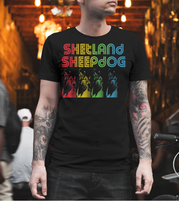 Shetland Sheepdog Retro Groovy Colorful Portraits T-Shirt Shetland Sheepdog Retro Groovy Colorful Portraits T-Shirt
