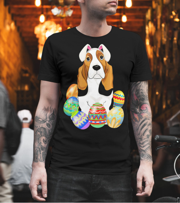 Basset Hound with Easter Eggs and Bunny Ears T-Shirt Basset Hound with Easter Eggs and Bunny Ears T-Shirt