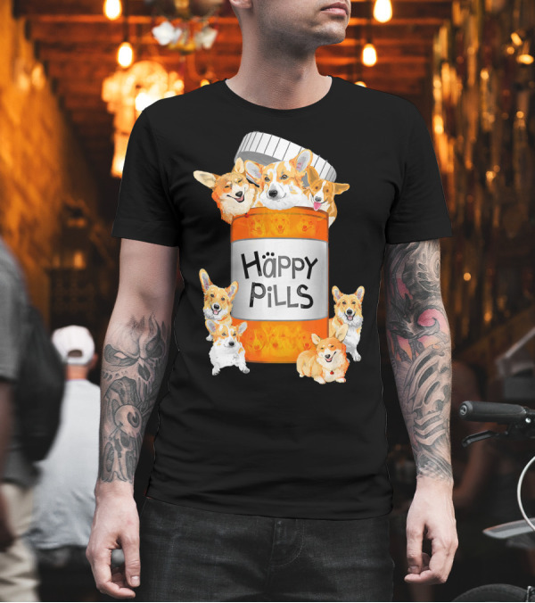 Happy Pills Corgi Delightful Collection T-Shirt Happy Pills Corgi Delightful Collection T-Shirt