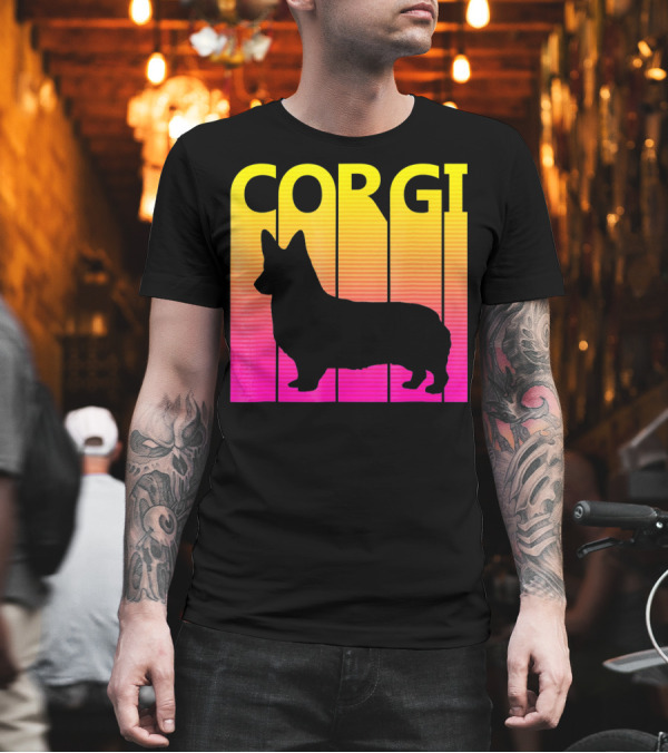 Vintage Corgi Silhouette Retro Sunset T-Shirt Vintage Corgi Silhouette Retro Sunset T-Shirt