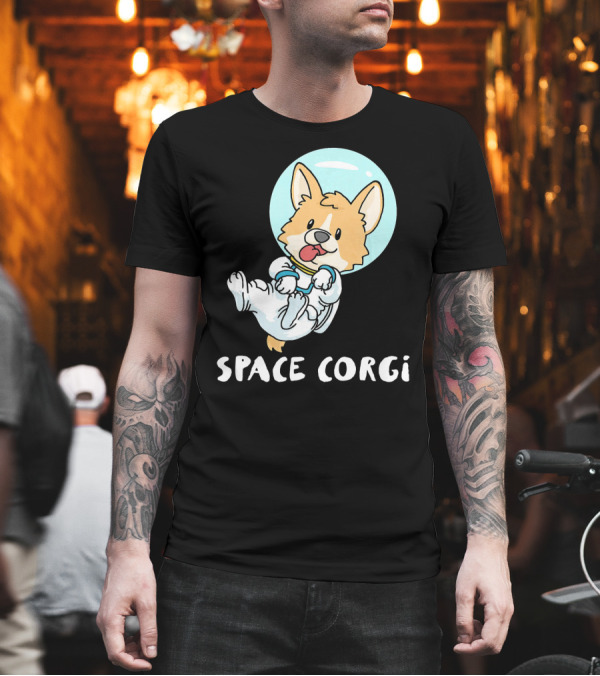 Space Corgi in Astronaut Suit Floating with Helmet T-Shirt Space Corgi in Astronaut Suit Floating with Helmet T-Shirt