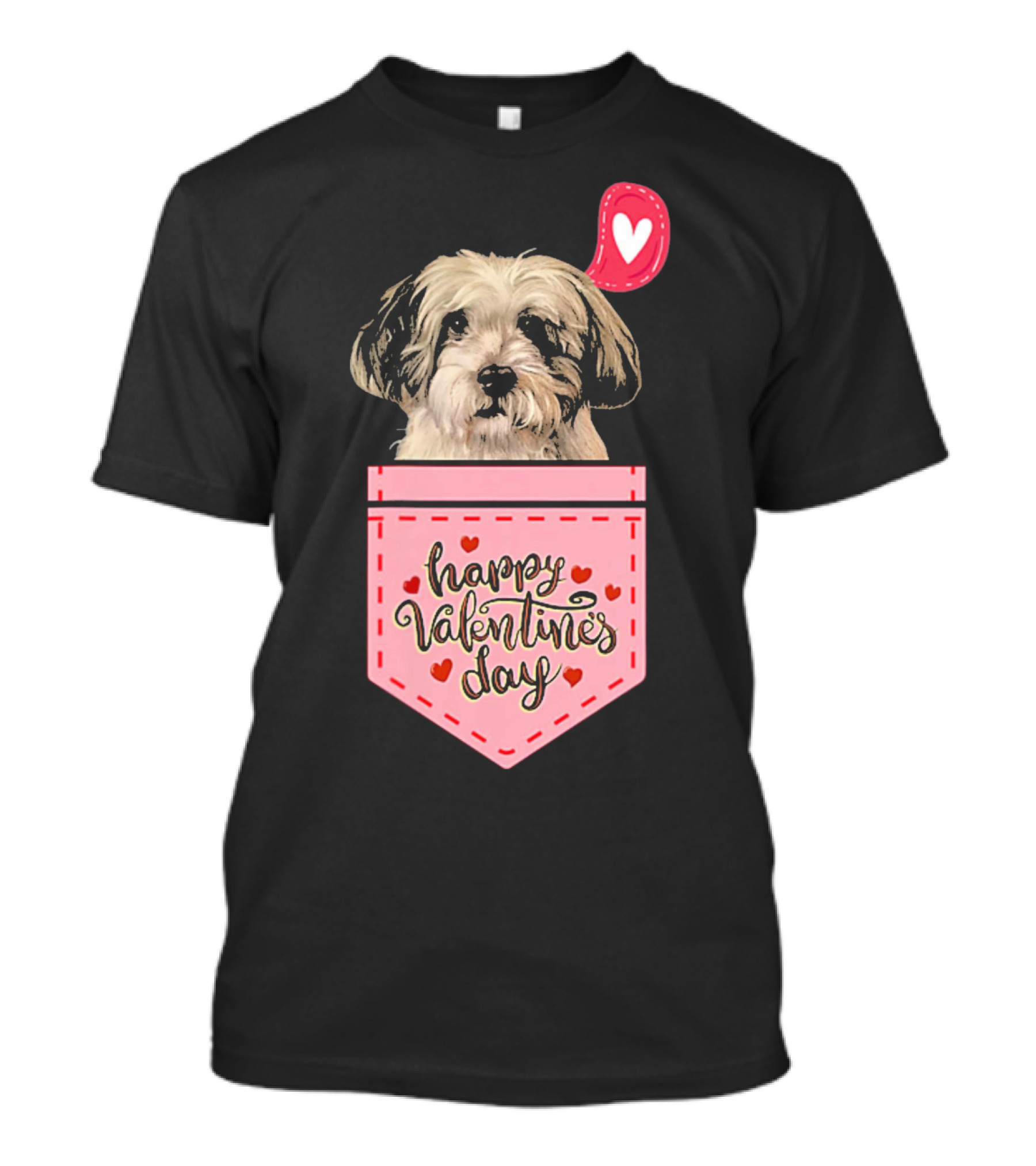 Havanese In Pink Pocket Happy Valentines Day With Hearts T-Shirt