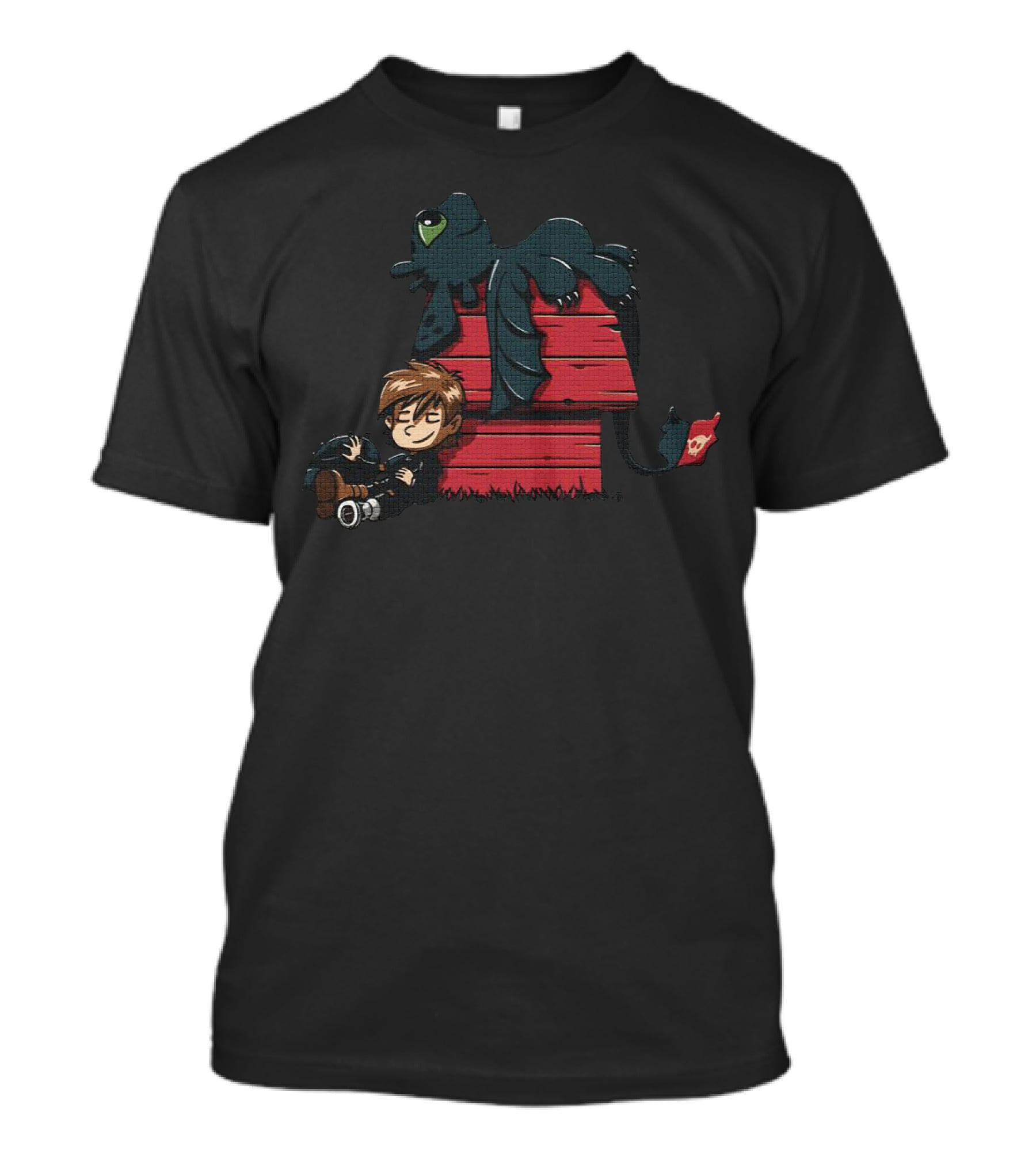 Hiccup And Toothless With Peanuts Red Doghouse T-Shirt