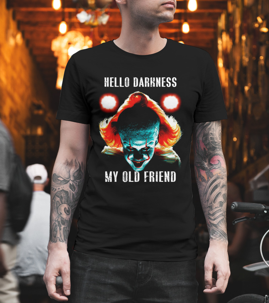 Pennywise Clown Artwork Hello Darkness My Old Friend Horror T-Shirt