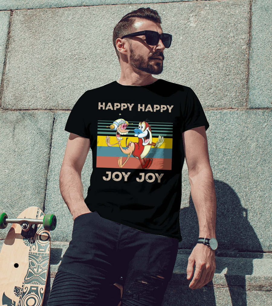 Ren And Stimpy Happy Happy Joy Joy Mighty Fine Stripede T-Shirt
