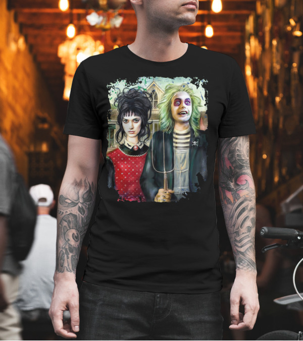 American Gothic Beetlejuice Lydia Portrait T-Shirt American Gothic Beetlejuice Lydia Portrait T-Shirt