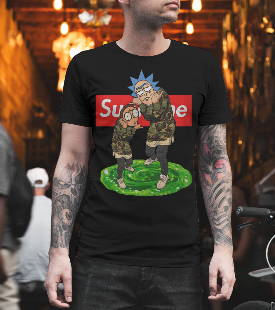 Rick And Morty Supreme Portal Streetwear Camo T-Shirt