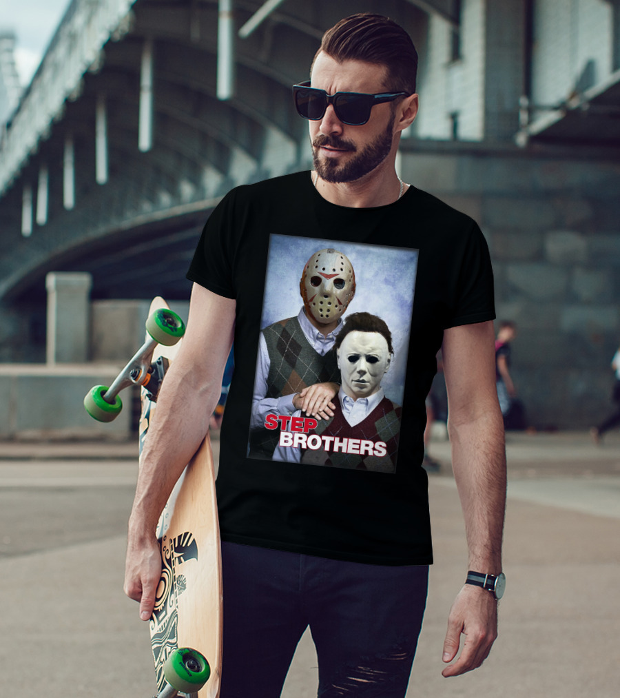 Step Brothers Jason Voorhees Michael Myers Comedy Horror Crossover T-Shirt