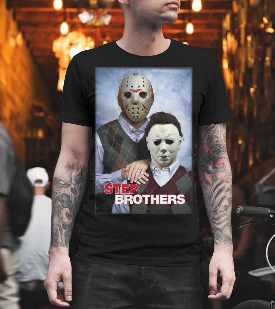 Step Brothers Jason Voorhees Michael Myers Comedy Horror Crossover T-Shirt