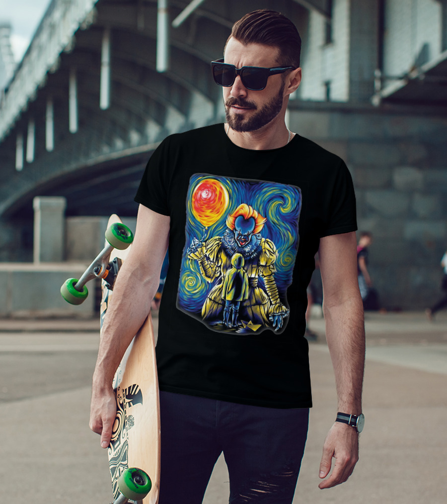 Starry Night Pennywise And Georgie Balloon Encounter T-Shirt
