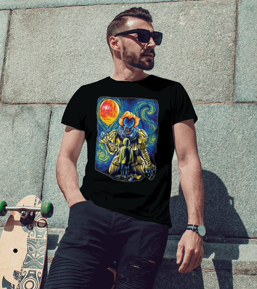 Starry Night Pennywise And Georgie Balloon Encounter T-Shirt