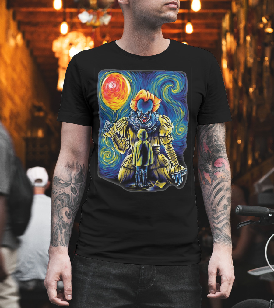 Starry Night Pennywise And Georgie Balloon Encounter T-Shirt