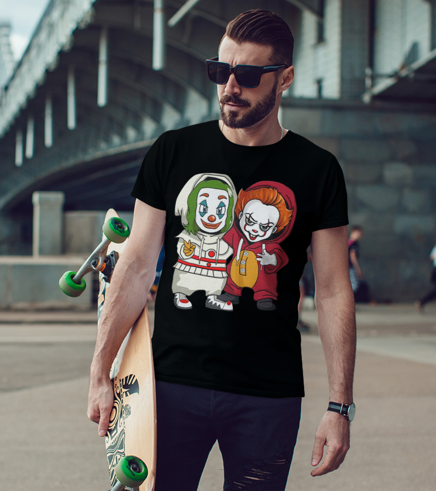 Joker And Pennywise Friendship Duo In Cartoon T-Shirt