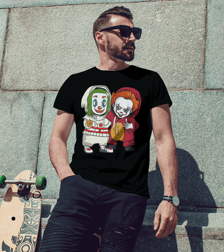 Joker And Pennywise Friendship Duo In Cartoon T-Shirt