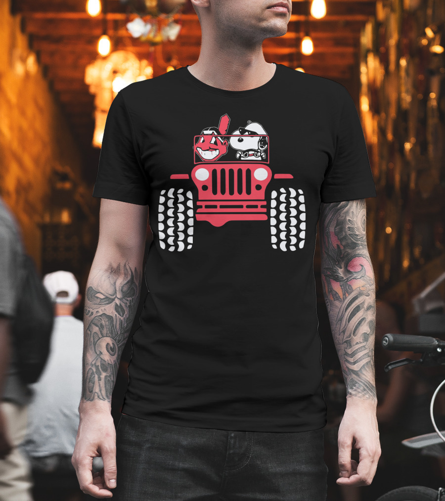 Snoopy Cleveland Indians Jeep Adventure T-Shirt
