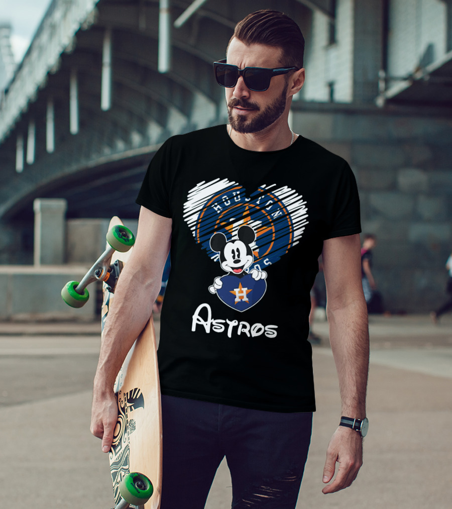 Mickey Mouse Houston Astros Heart Houston Astros Houston Astros T-Shirt