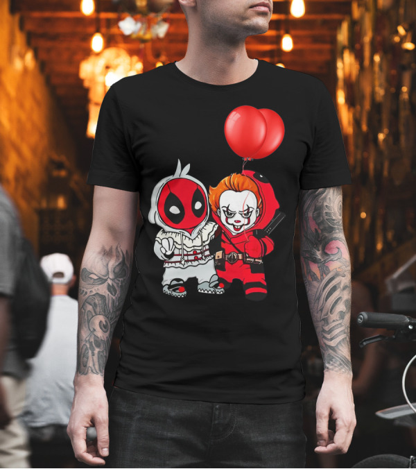 Pennywise Deadpool Crossover with Red Balloons T-Shirt Pennywise Deadpool Crossover with Red Balloons T-Shirt