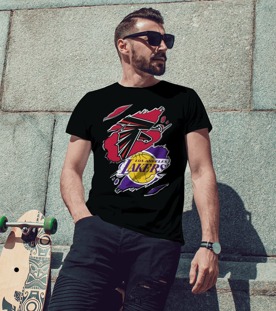 Atlanta Falcons Los Angeles Lakers Logo Mashup T-Shirt