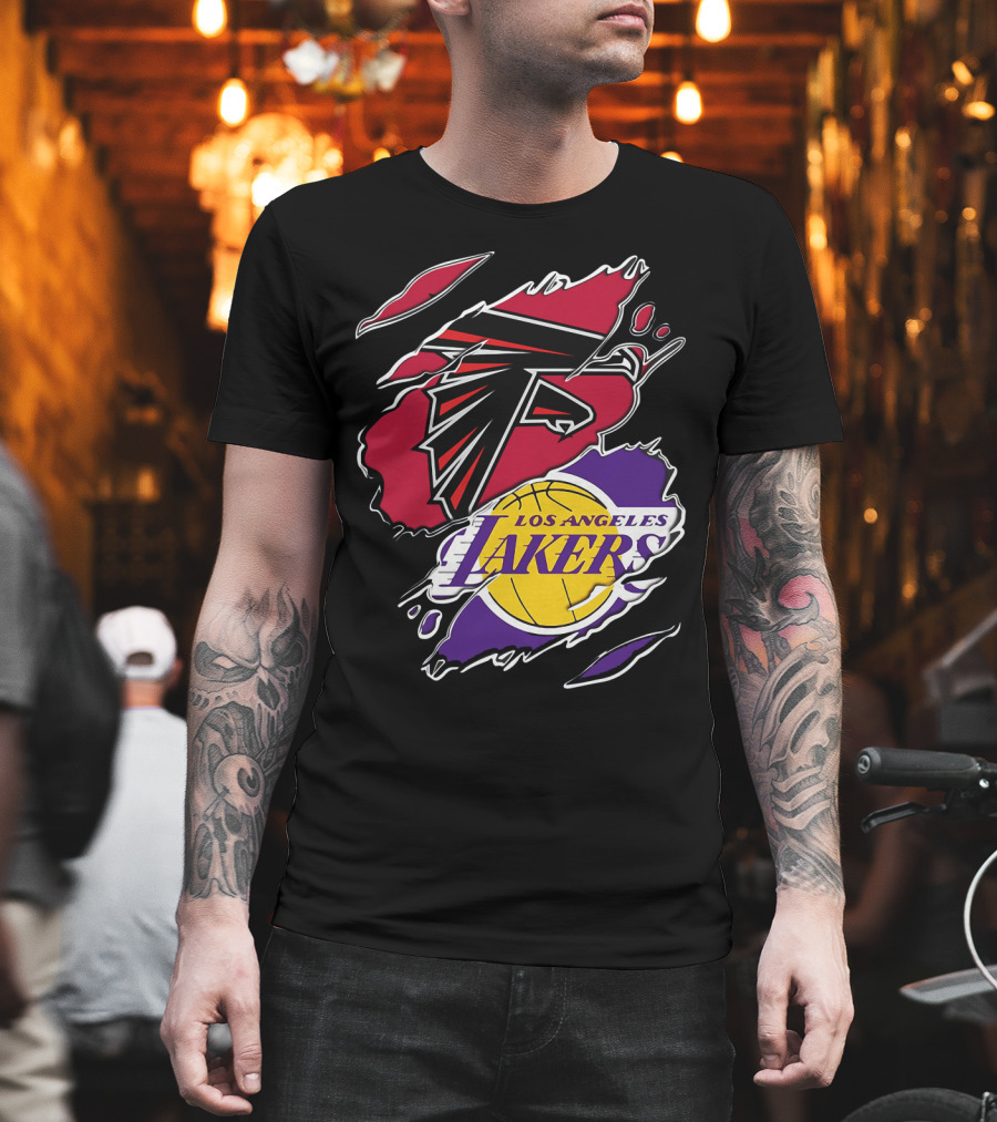 Atlanta Falcons Los Angeles Lakers Logo Mashup T-Shirt