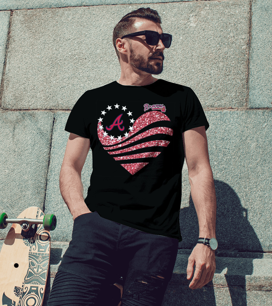 Atlanta Braves Glitter Heart T-Shirt