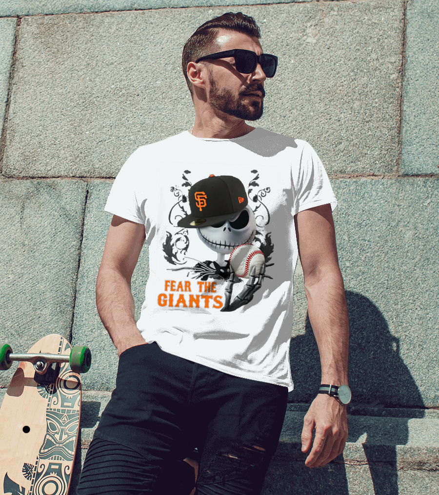 Jack Skellington Fear The Giants San Francisco Baseball Cap Spooky T-Shirt