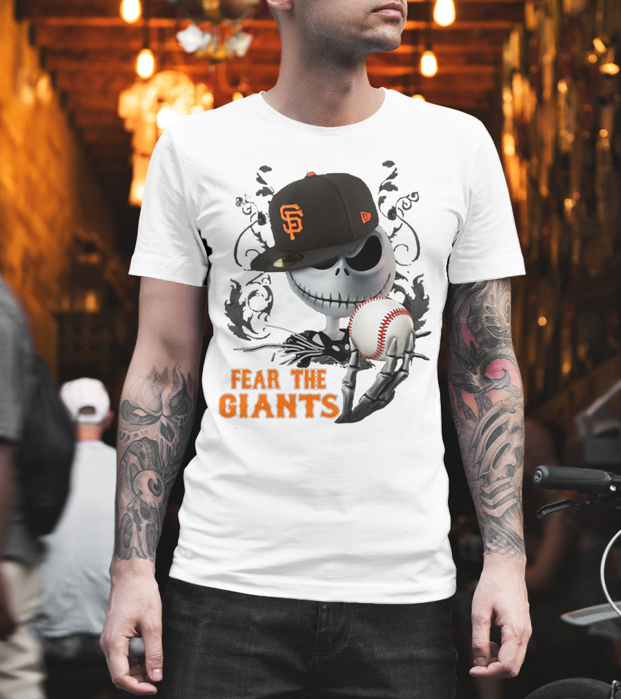 Jack Skellington Fear the Giants San Francisco Baseball Cap Spooky T-Shirt