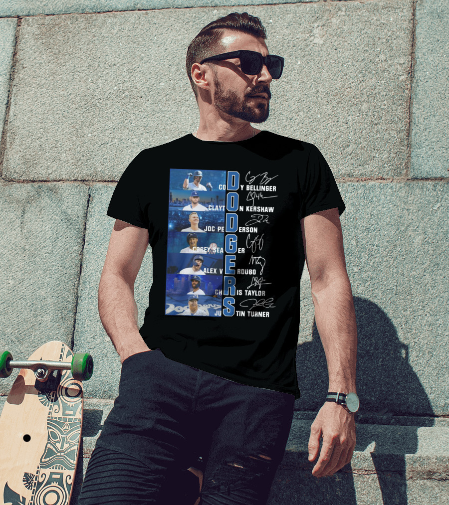 Dodgers Cody Bellinger Clayton Kershaw Joc Pederson Corey Seager Alex Verdugo Chris Taylor Justin Turner T-Shirt