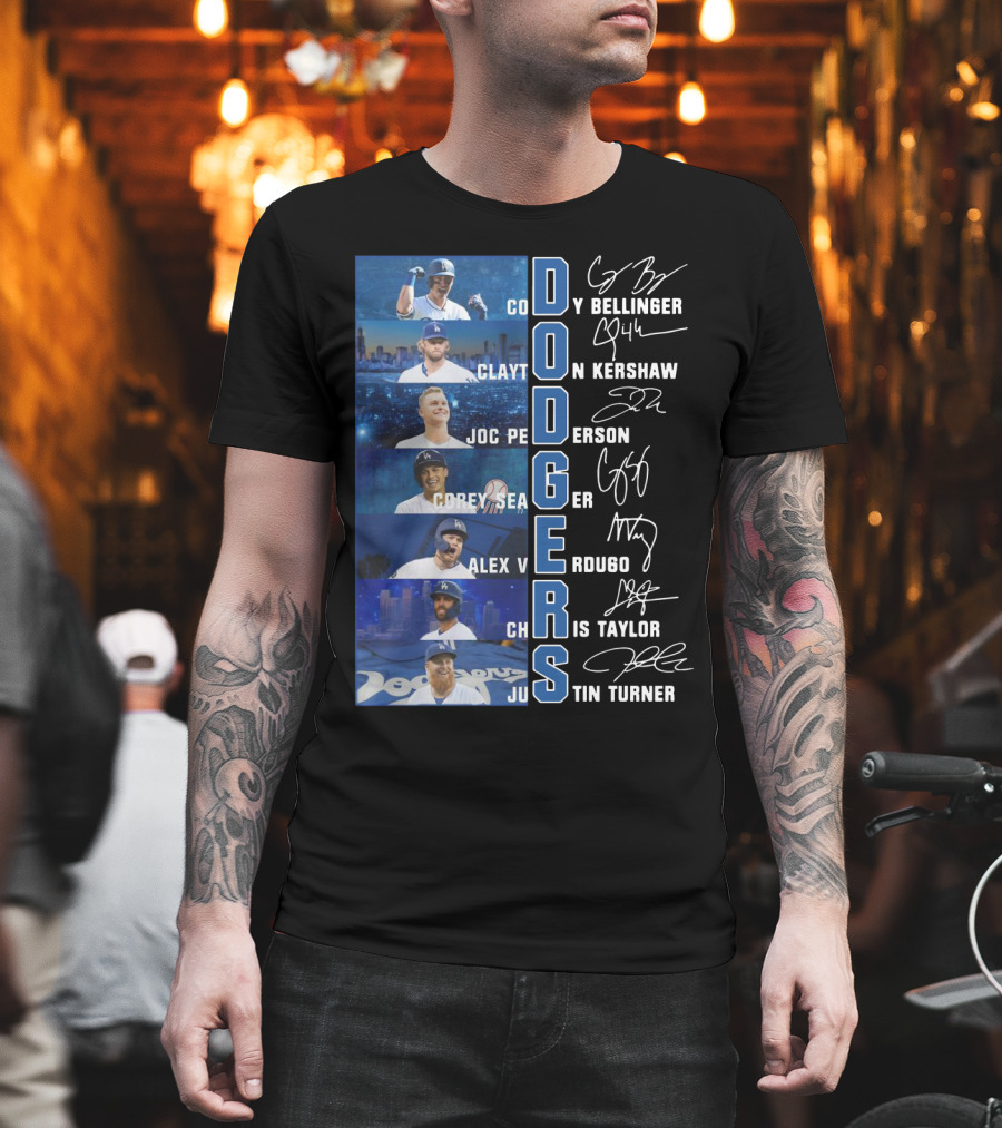 Dodgers Cody Bellinger Clayton Kershaw Joc Pederson Corey Seager Alex Verdugo Chris Taylor Justin Turner T-Shirt