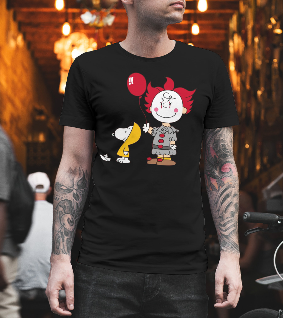 Charlie Brown Balloon Costume with Snoopy Woodstock Pennywise Crossover Red Balloon T-Shirt