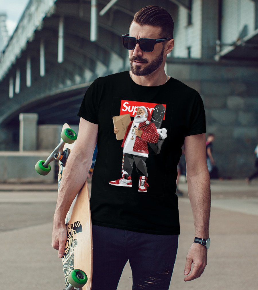 Santa Claus Supreme Hiphop Fashion Mashup With Luxury Brands T-Shirt