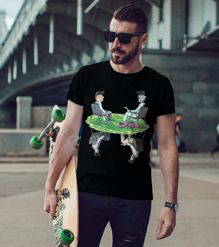 Rick And Morty Crossover Breaking Bad Walter And Jesse Reflection In Lawn Chairs T-Shirt
