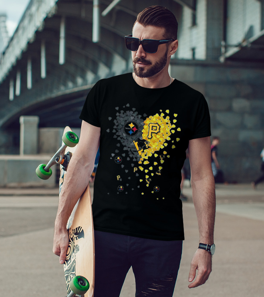 Pittsburgh Steelers Penguins Pirates Heart T-Shirt
