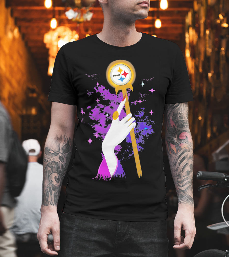 Pittsburgh Steelers Magic Wand With Logo Witches Theme T-Shirt