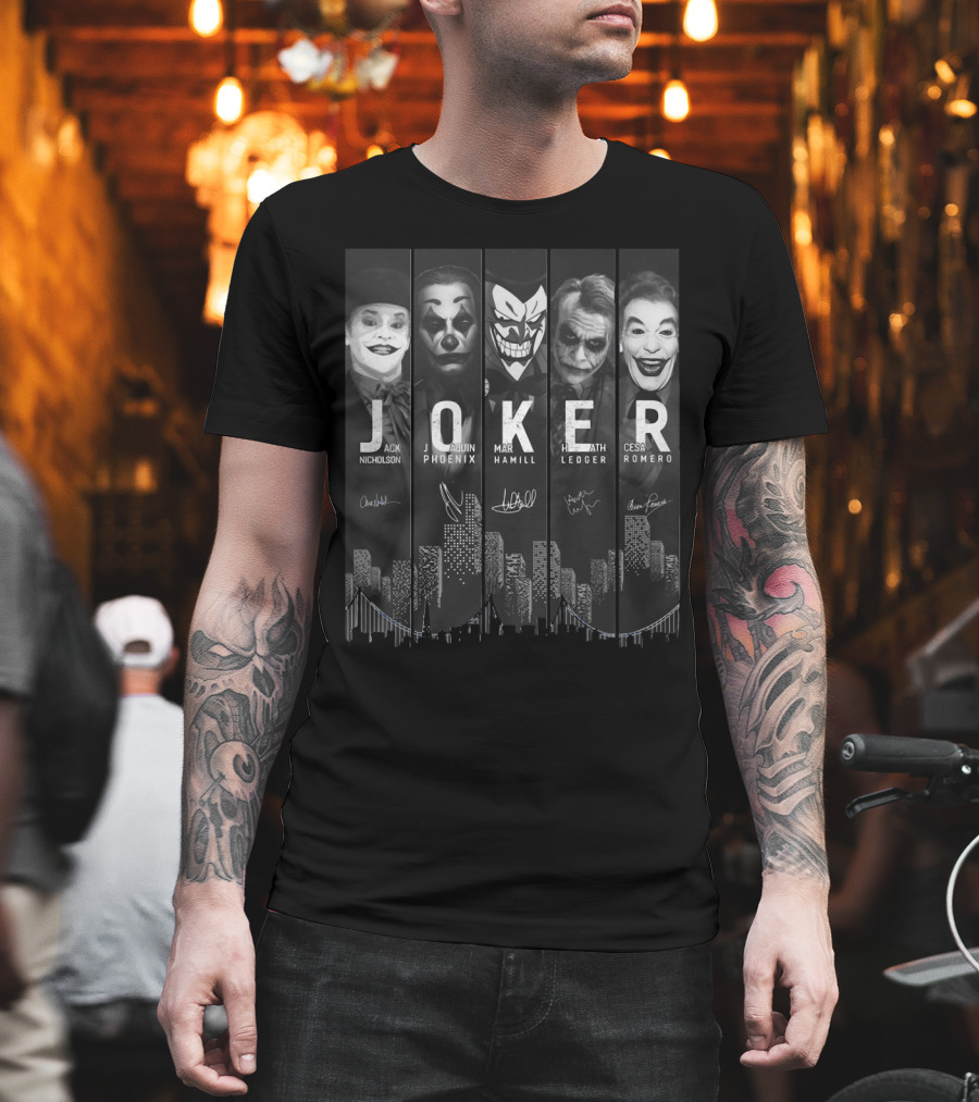 Joker City Jack Nicholson Joaquin Phoenix Mark Hamill Heath Ledger Cesar Romero T-Shirt