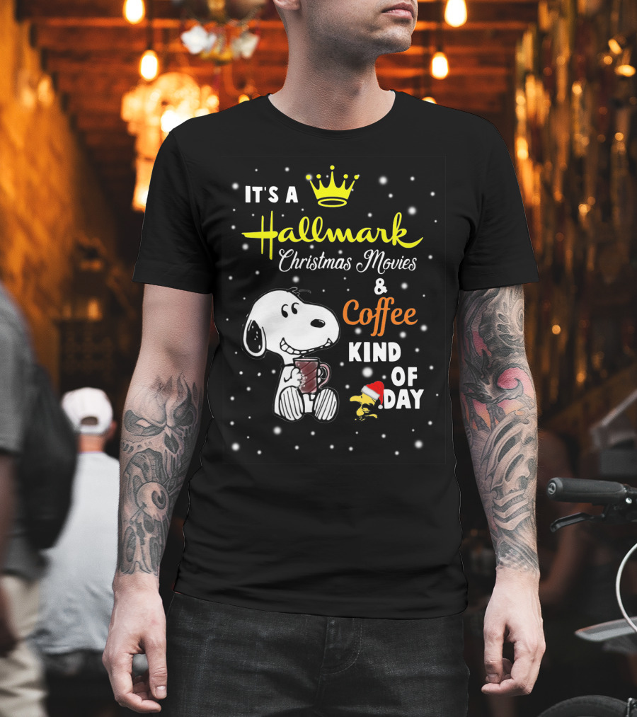 Snoopy Hallmark Christmas Movies And Coffee Kind Of Day Snowflakes T-Shirt