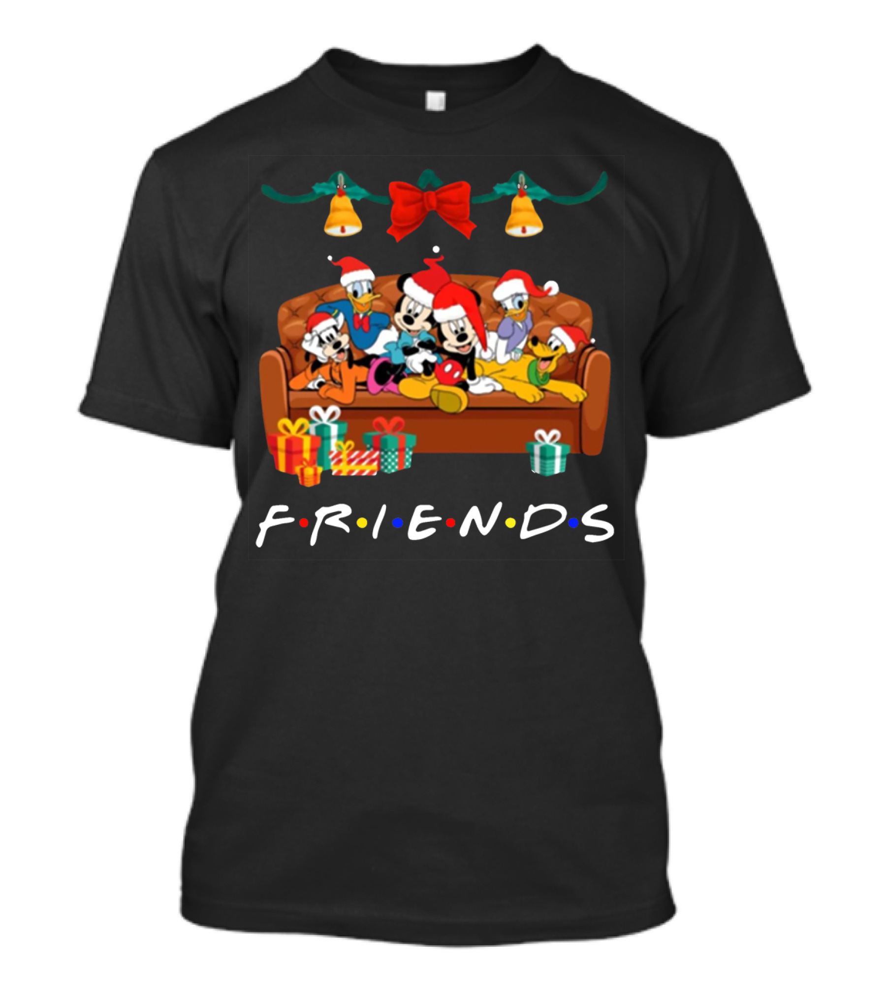 Disney Characters Christmas Friends TV Show Couch Scene T-Shirt