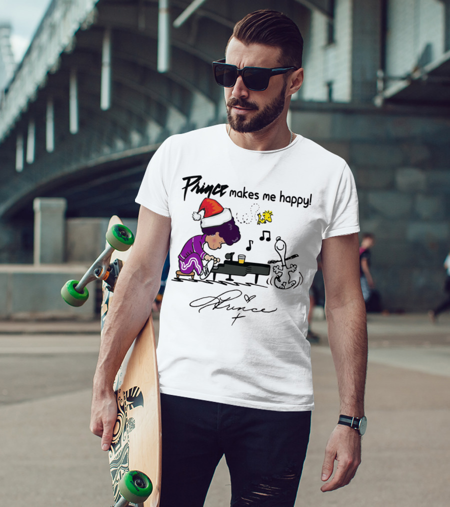 Prince Makes Me Happy Schroeder Snoopy Peanuts Christmas T-Shirt