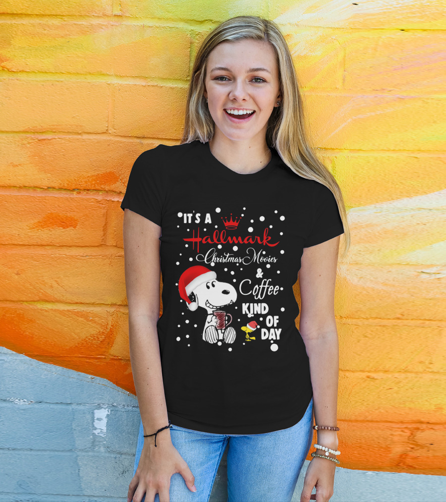 It's A Hallmark Christmas Movies And Coffee Kind Of Day Snoopy And Woodstock T-Shirt