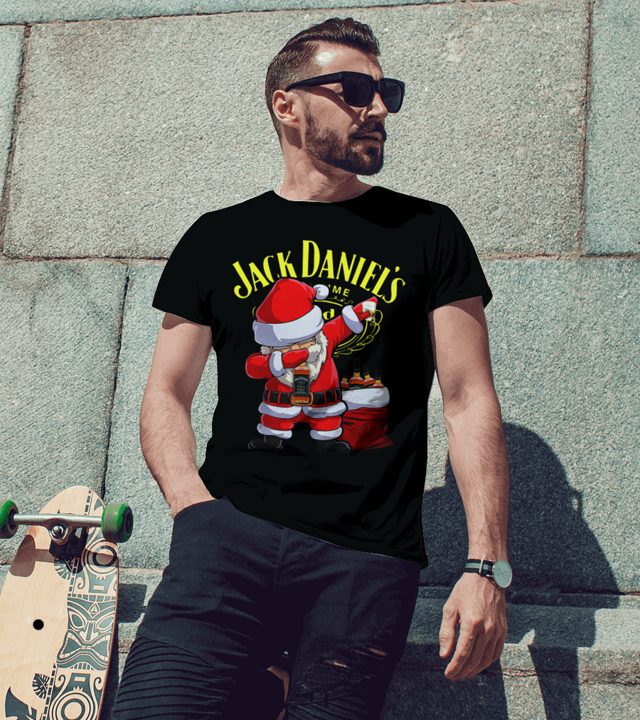 Santa Claus Dabbing With Jack Daniel's Bottles In Sack T-Shirt