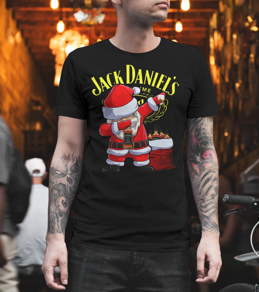 Santa Claus Dabbing With Jack Daniel's Bottles In Sack T-Shirt