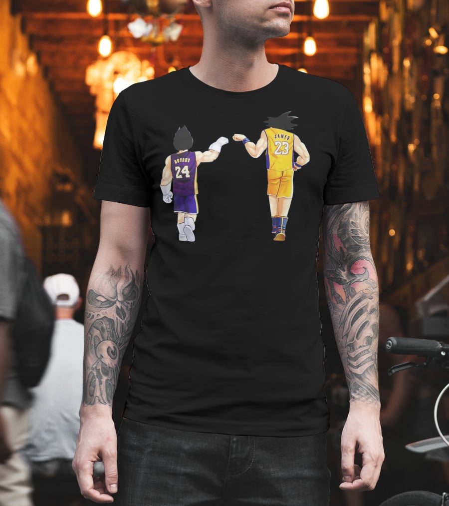 Vegeta And Goku In Kobe Bryant 24 And LeBron James 23 Basketball Jerseys T-Shirt