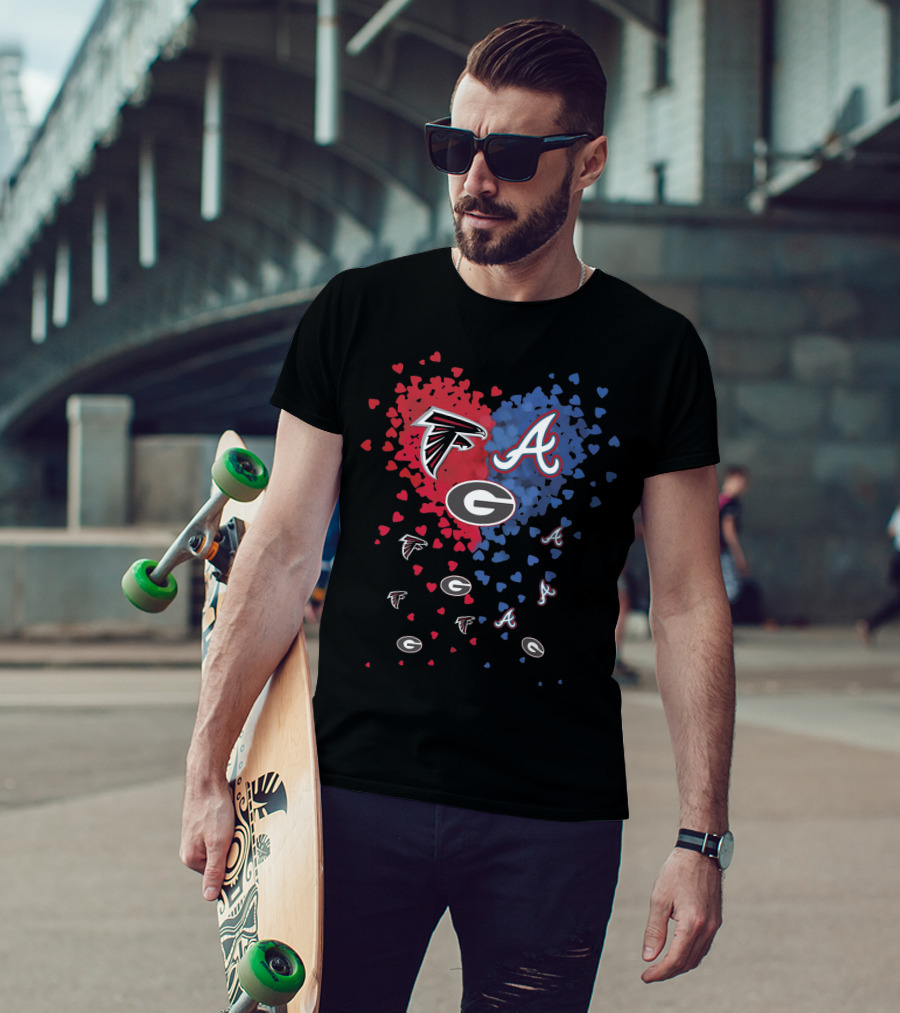 Atlanta Falcons Atlanta Braves Georgia Bulldogs Heart T-Shirt