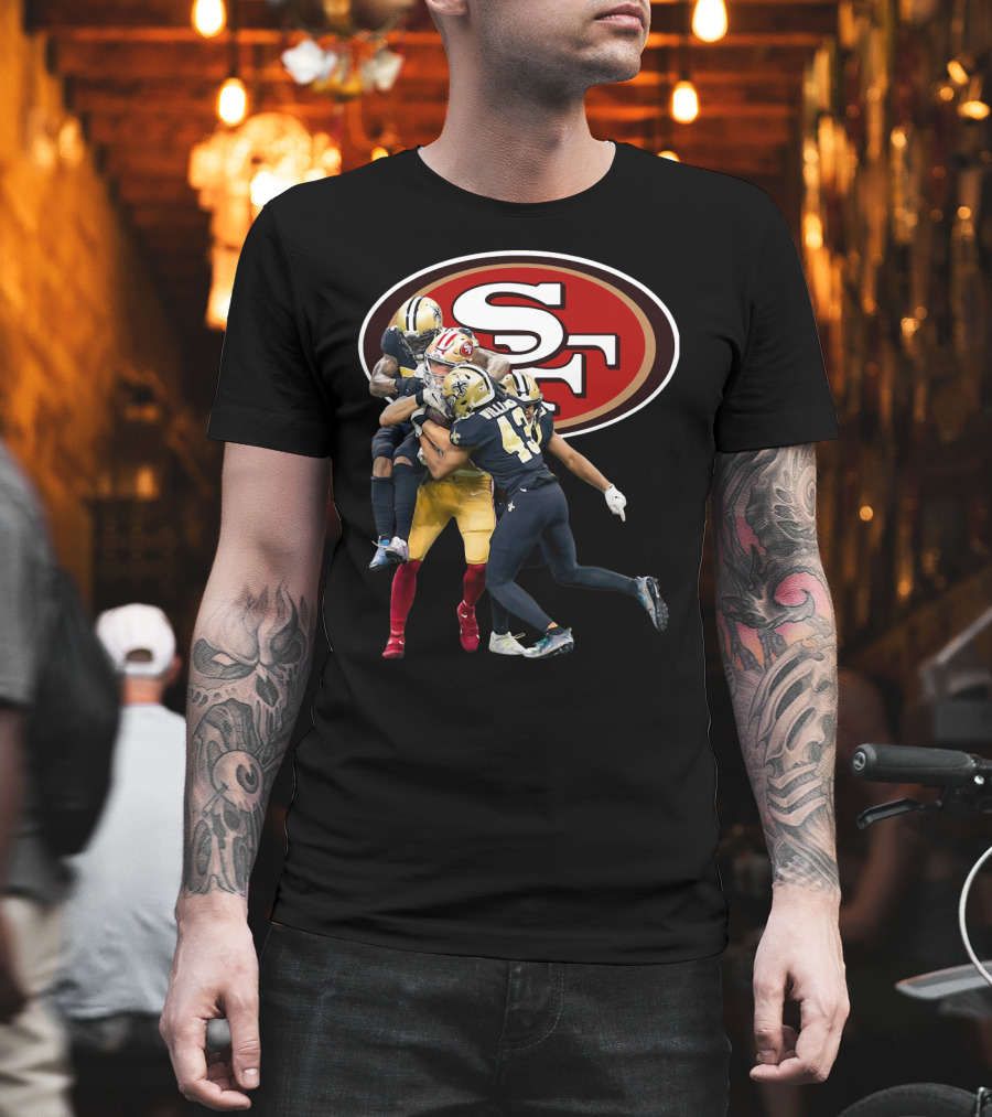 San Francisco 49ers Vs New Orleans Saints Marcus Williams Action Play T-Shirt