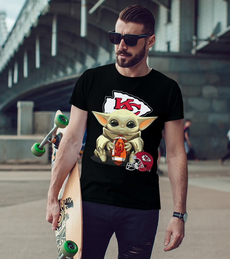 Baby Yoda Kansas City Chiefs Football Helmet T-Shirt