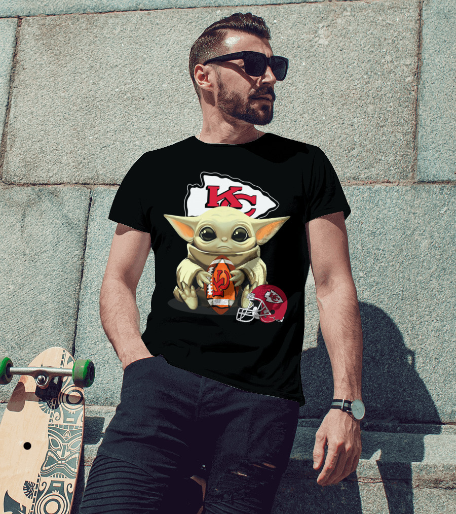 Baby Yoda Kansas City Chiefs Football Helmet T-Shirt
