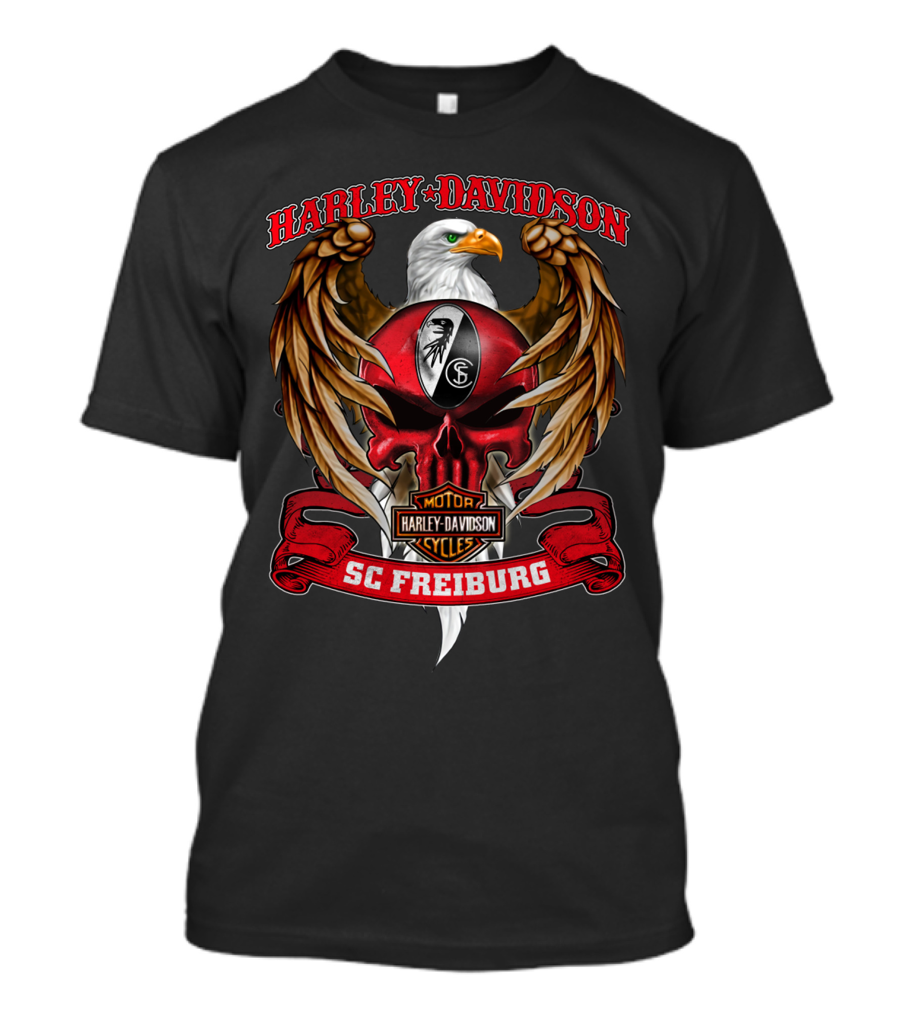 Harley Davidson Sc Freiburg Motorcycles Football Eagle Crest T-Shirt